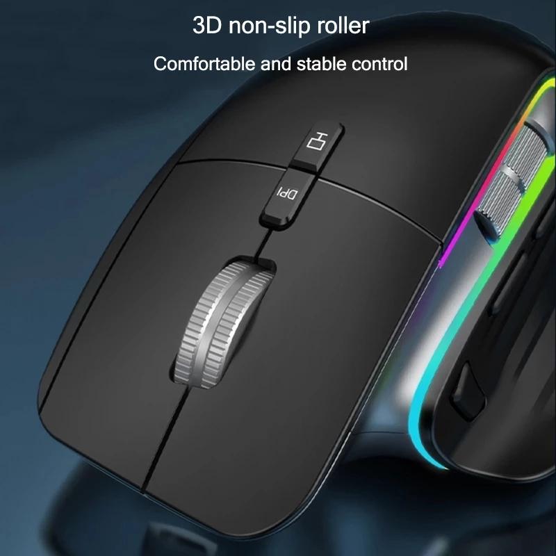 KuWFi Wireless Mouse Bluetooth5.0+2.4GHz Dual Mode USB Gaming Mouse Ergonomic Rechargeable Silent Vertical Mice for