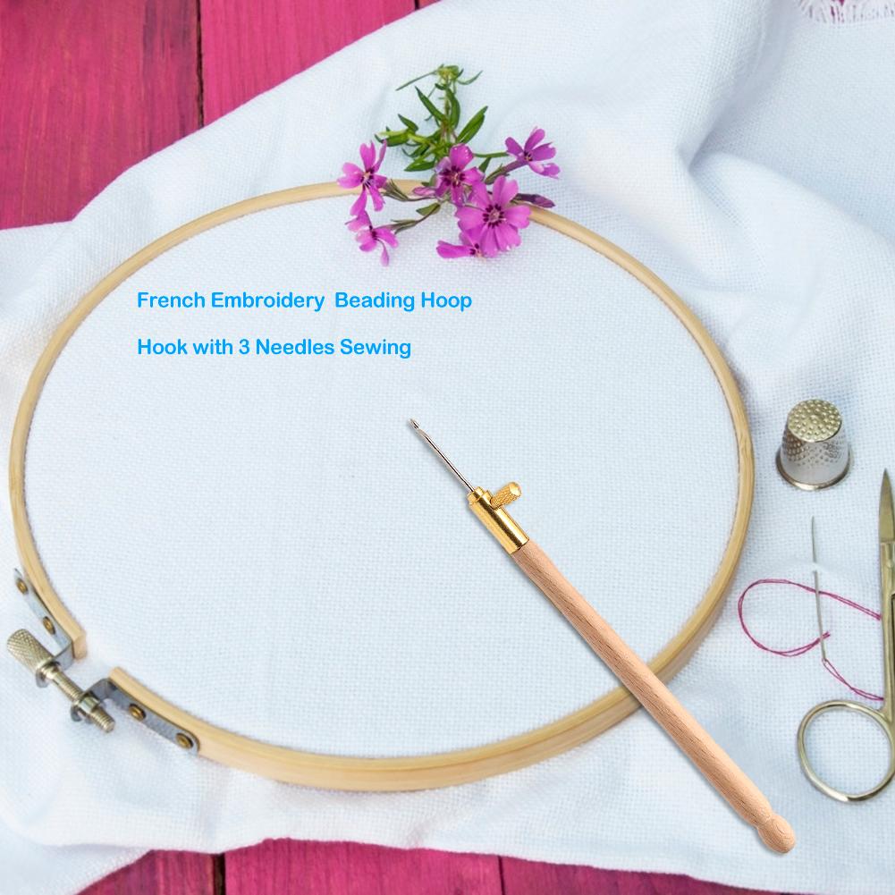 Cheap DIY Embroidery Punch Needle Crochet Hook with 3 Needles French