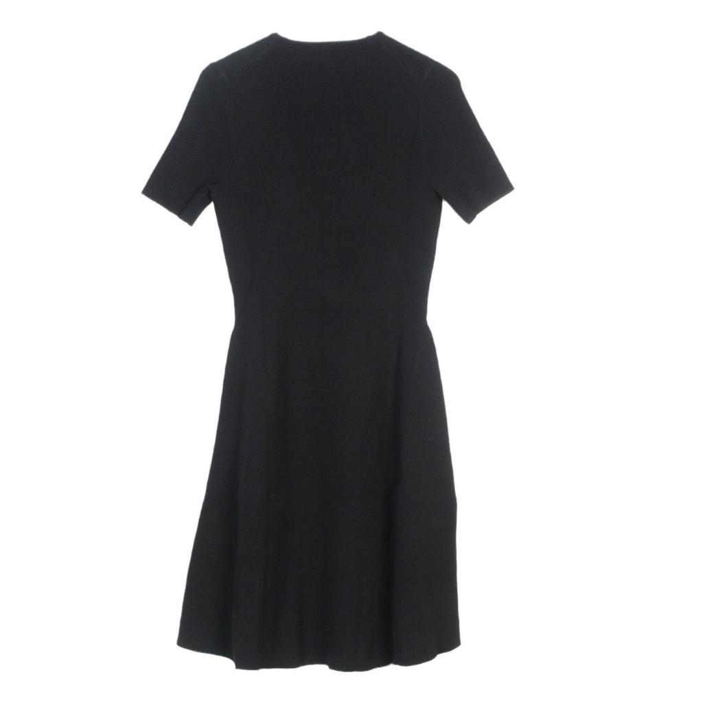 2025 Spring French Style Black Slimming Knit Dress with Short Sleeves