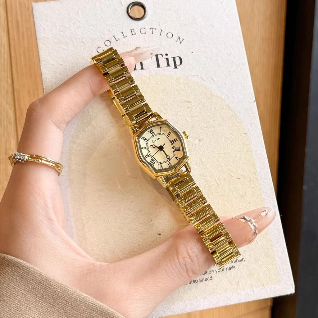 Women's Original Luxury Brands Women's Watch, Wine Barrel Shaped Dial, Retro Roman Elegant Steel Strap Quartz Women's Watches