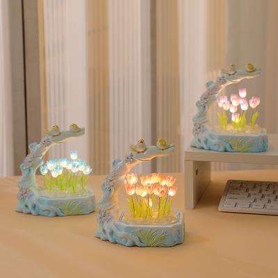 Tulip Night Lights Atmospheric Lights Flowers and Birds Literary Ornaments Desktop Decoration Crafts Souvenirs