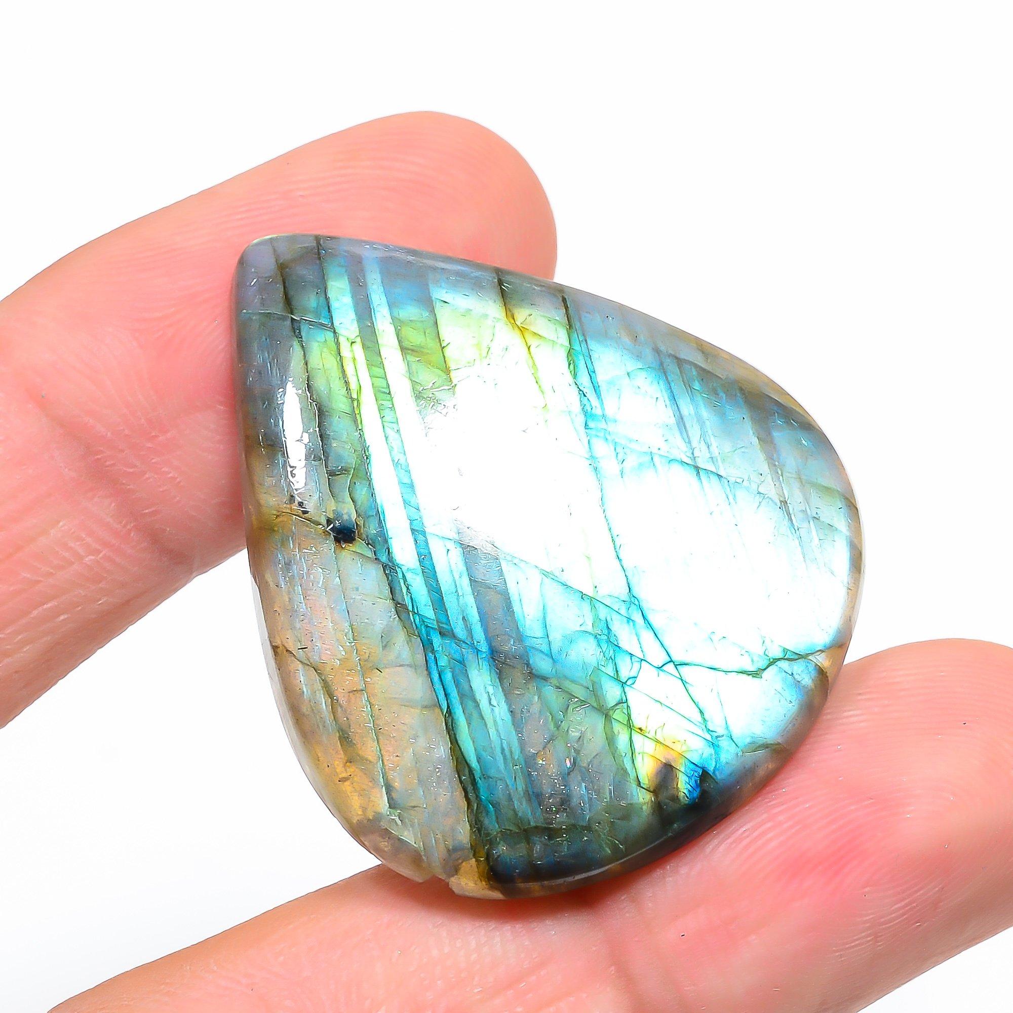 

Natural Labradorite 3.4x4cm Cabochon Fine Loose Gemstone 68.55Cts. r1m24 чорний