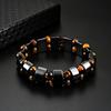 Fashion Men's Tiger Eye Stone Bracelet Men's Bracelet Fashion Bead Black Stone Elastic Bracelet