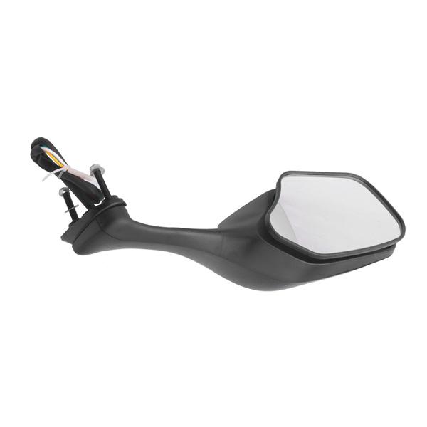 Black Aluminum Motorcycle Side Mirrors with Lights - 1 Pair, Suitable for Various Models