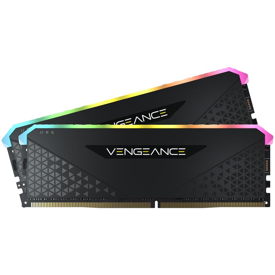CORSAIR DDR4, 3200MHz 16GB 2x8GB Dimm, 16-20-20-38, XMP 2.0, Vengeance RGB RS, LED RGB, PCB Nero, 1.35V, per AMD Ryzen & Intel