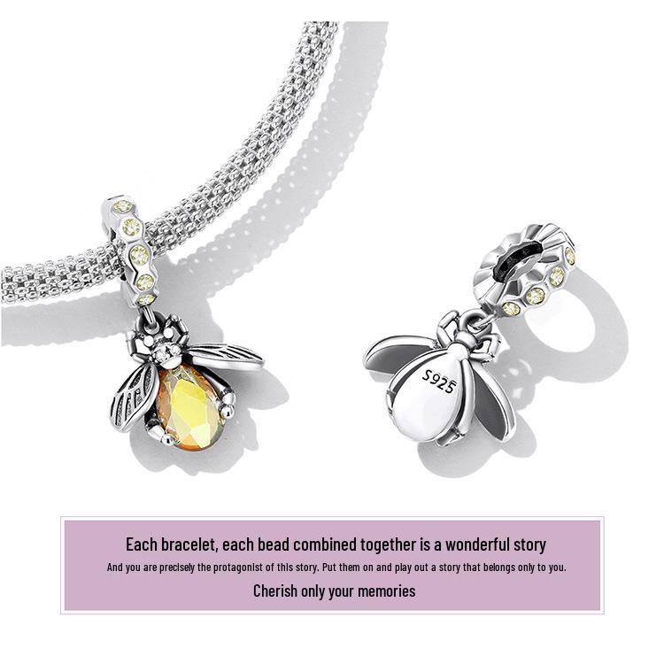 Sterling Silver S925 Bi Hänge Armband med Bikaksmönster Zirkon Accenter