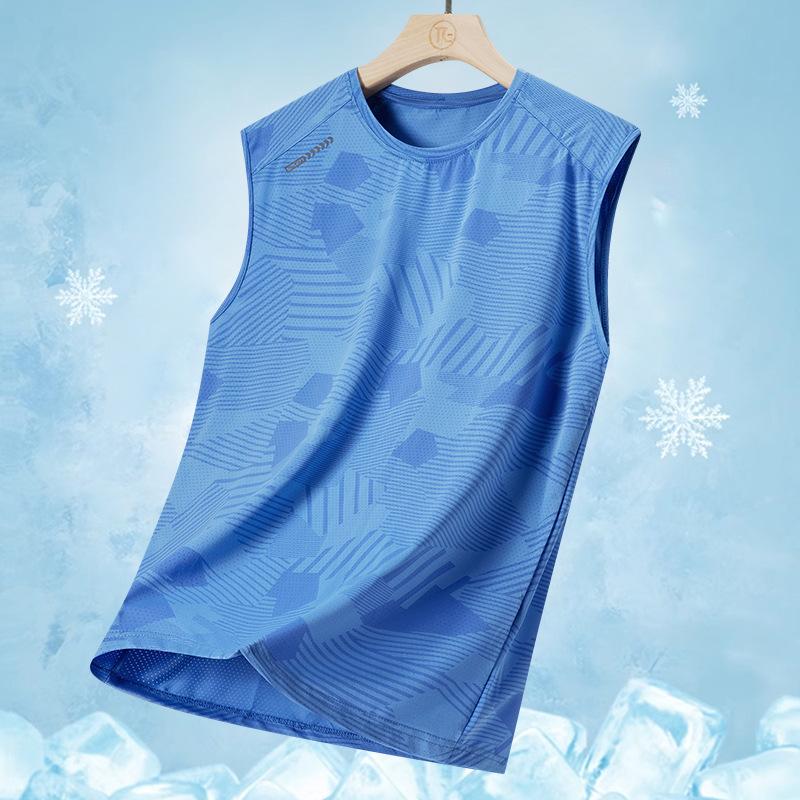 Ice Silk Vest T-shirt Men's Camouflage Quick-drying Elastic Outdoor Sports Thin Air Conditioner Casual Sleeveless Jersey Tide