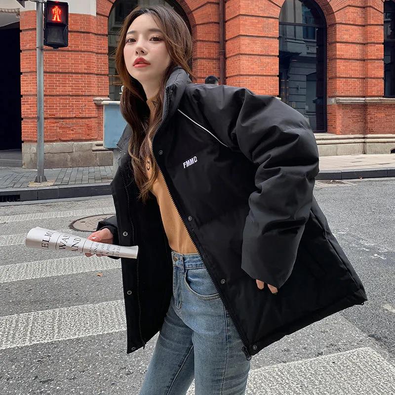 Winter Women's Short Down Jacket Korean Fashion Loose Stand-up Collar Thick Warm Cotton Jacket