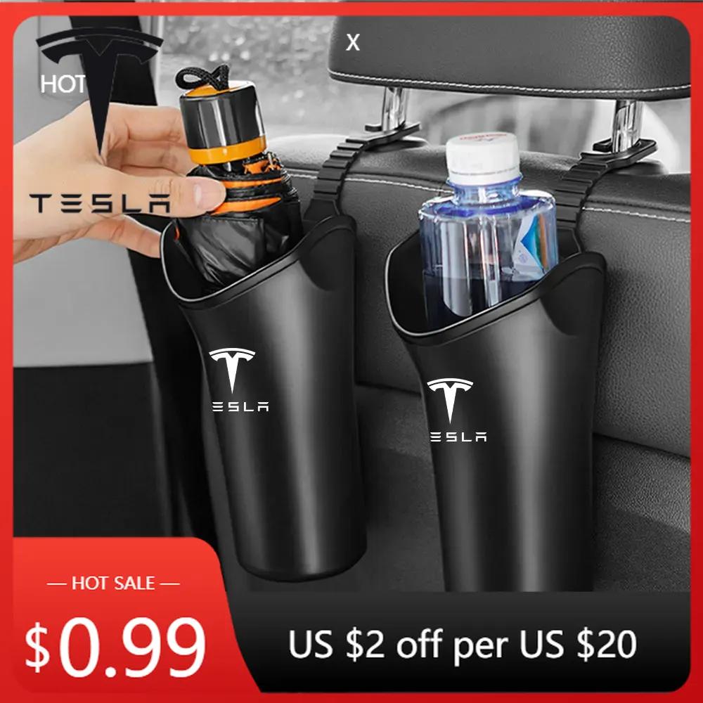 Car Sticker Tesla Car Storage Box For Umbrella Organizer Bucket Auto Hanging Water Bottles Rack Holder For Tesla Model 3 Model X