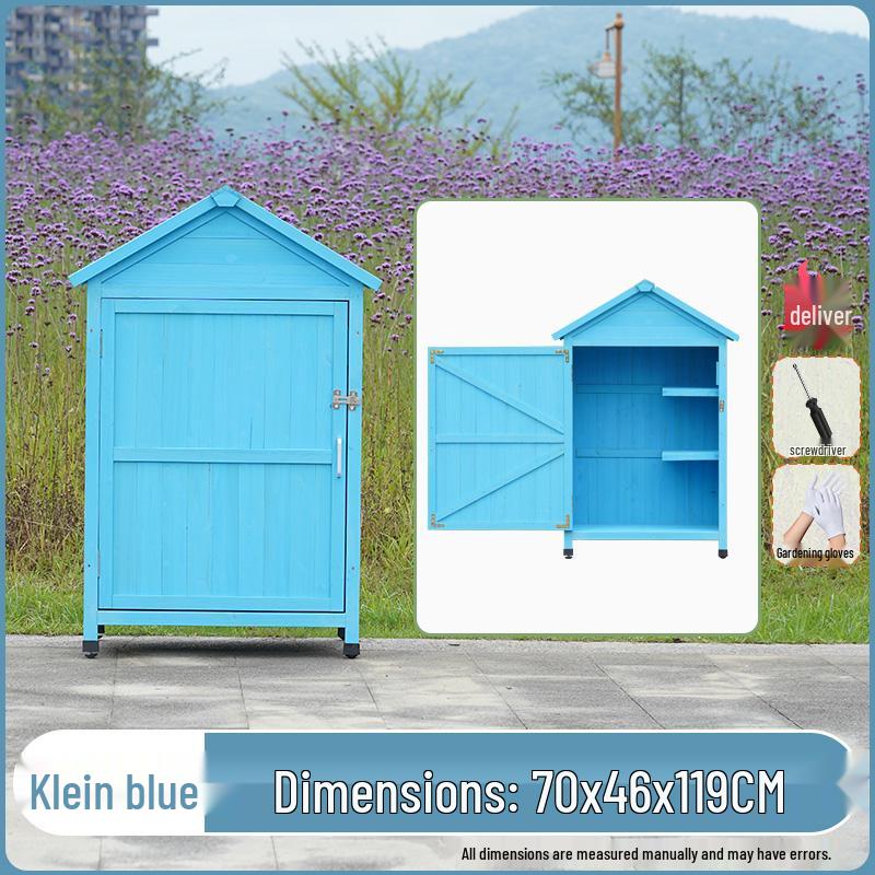 Outdoor Wooden Storage Shed: Anti-corrosion, Waterproof, Sun-Protected Cabinet for Garden, Courtyard, and Balcony.