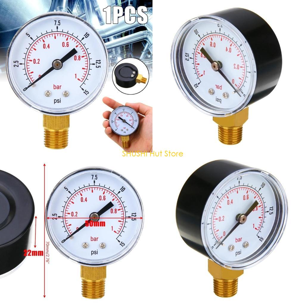 Upgraded Pressure Gauge 50mm Low Pressure Gauge Dual Scale Pressure Gauge 1/4" BSPT Thread for Fuel Air Oil Water Gas D57B