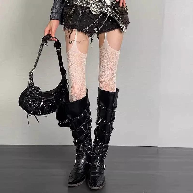 

Lolita Sweet Girls Punk Style Floral Tights Colorful Thigh High Stockings Sheer Fishnet Suspender Tights Garter Belt Pantyhose белый