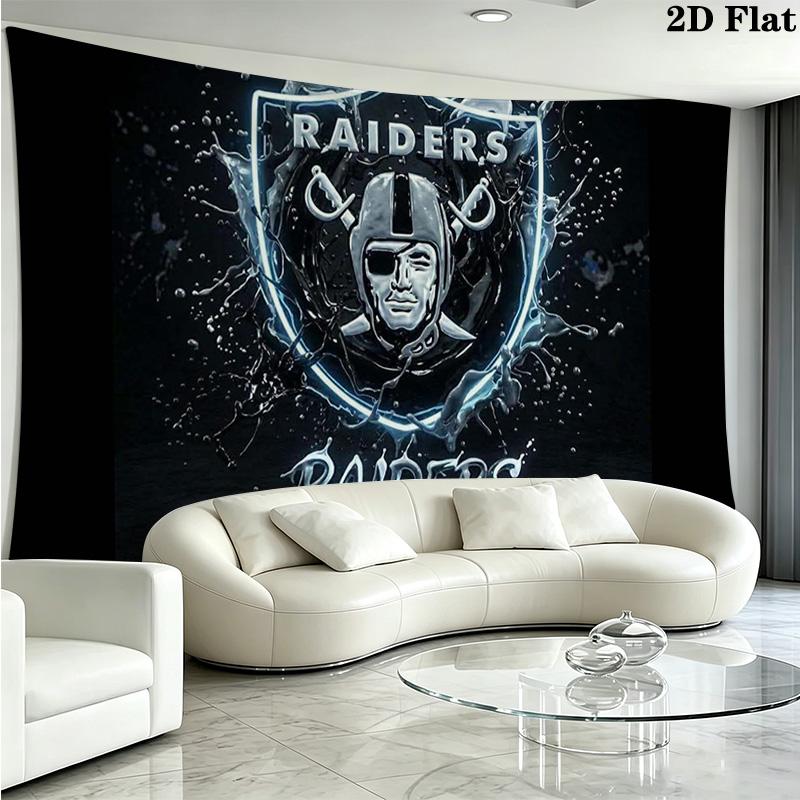 Las Vegas Raiders Logo Wall Tapestry Aesthetic Wall Hanging Printed Fabric Blanket Decorative Tapestries for Bedroom Living Room Home Decor