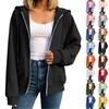 Felpa con cappuccio da donna casual, vestibilità larga, manica lunga, con zip, leggera, pullover con cappuccio e tasche per l'uso quotidiano
