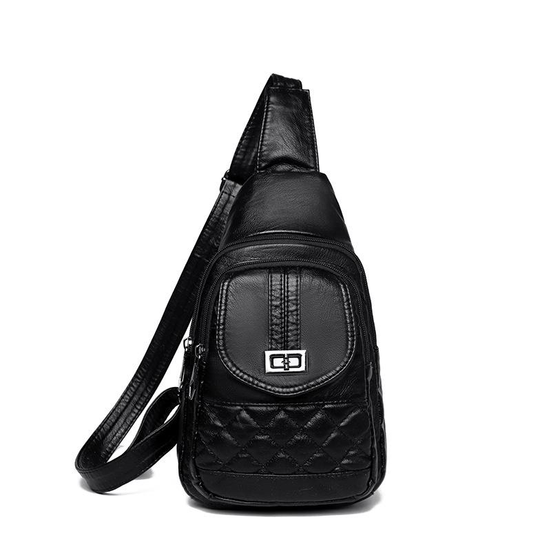 

Large capacity new breast bag women s trend lightweight messenger bag simple soft leather shoulder bag чёрный