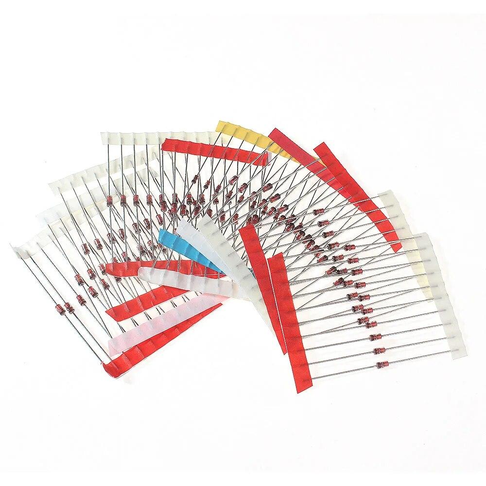100PCS 10 Values 0.5W Zener Diode Kit Electronic Components Assorted Kit 10V 11V 12V 13V 15V 16V 18V 24V 27V 30V
