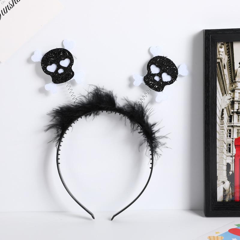 Halloween Devil Horns & Bat Headband with Feathers - Party Decoration