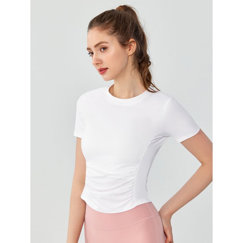 Original Yoga Clothes Top Women's Short Sleeve Waist Hugging Slimming Tight Sports T-shirt Quick-Drying Pilates Workout Clothes Thin