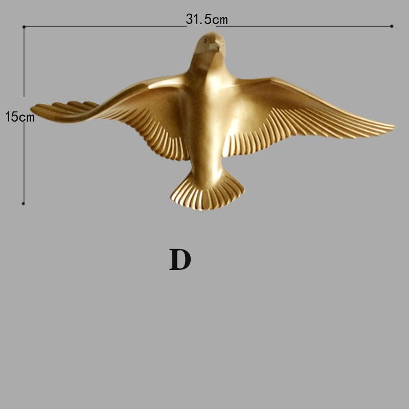 3D resin bird wall decorations three-dimensional wall stickers white gold bird statue living room TV sofa background wall art