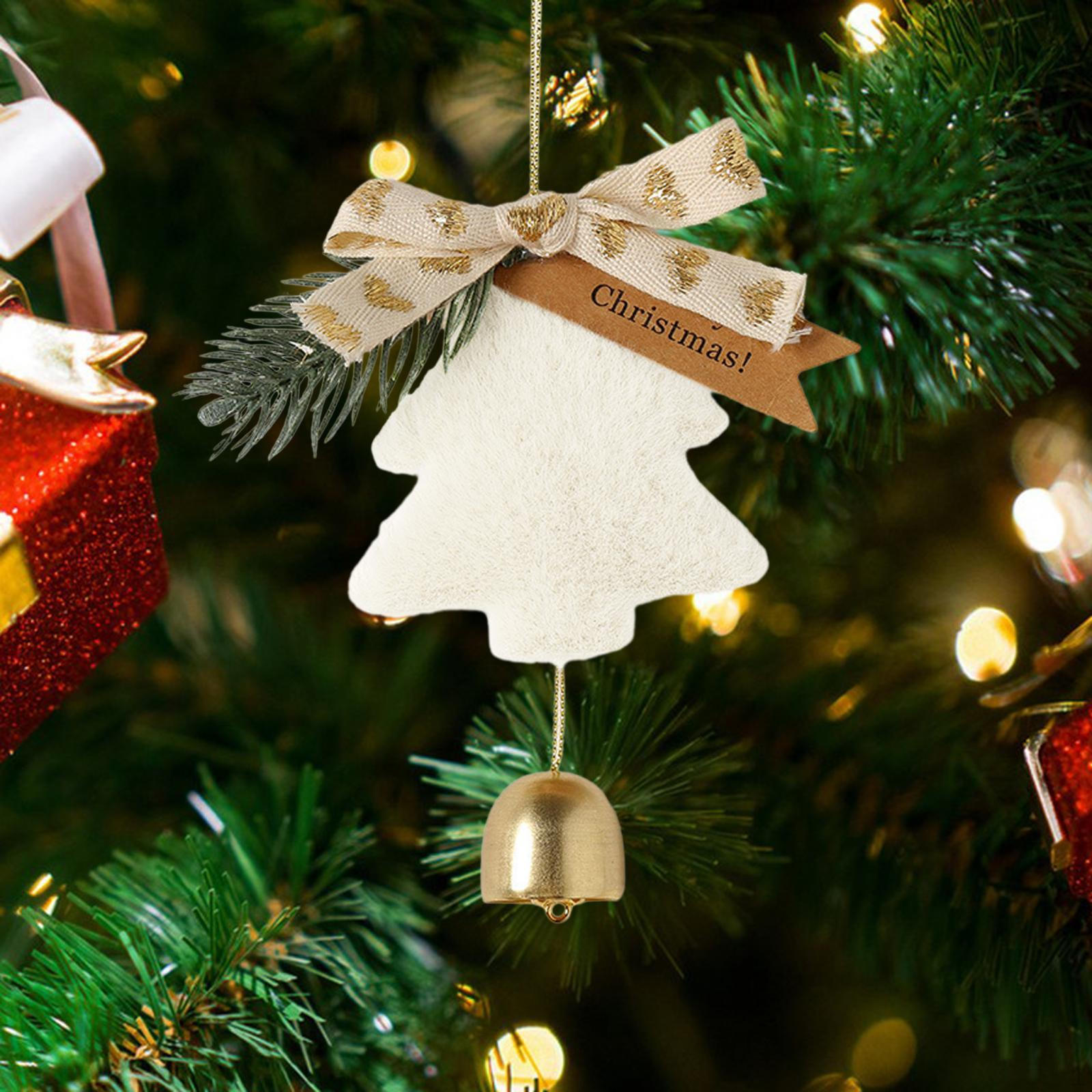 

Подвеска в виде рождественской елки с колокольчиком, декоративная подвеска, милый рождественский декор для дома белый