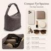 Woven Hobo Handbag for Women,Vintage Suede Leather Shoulder Bag with Adjustable Strap