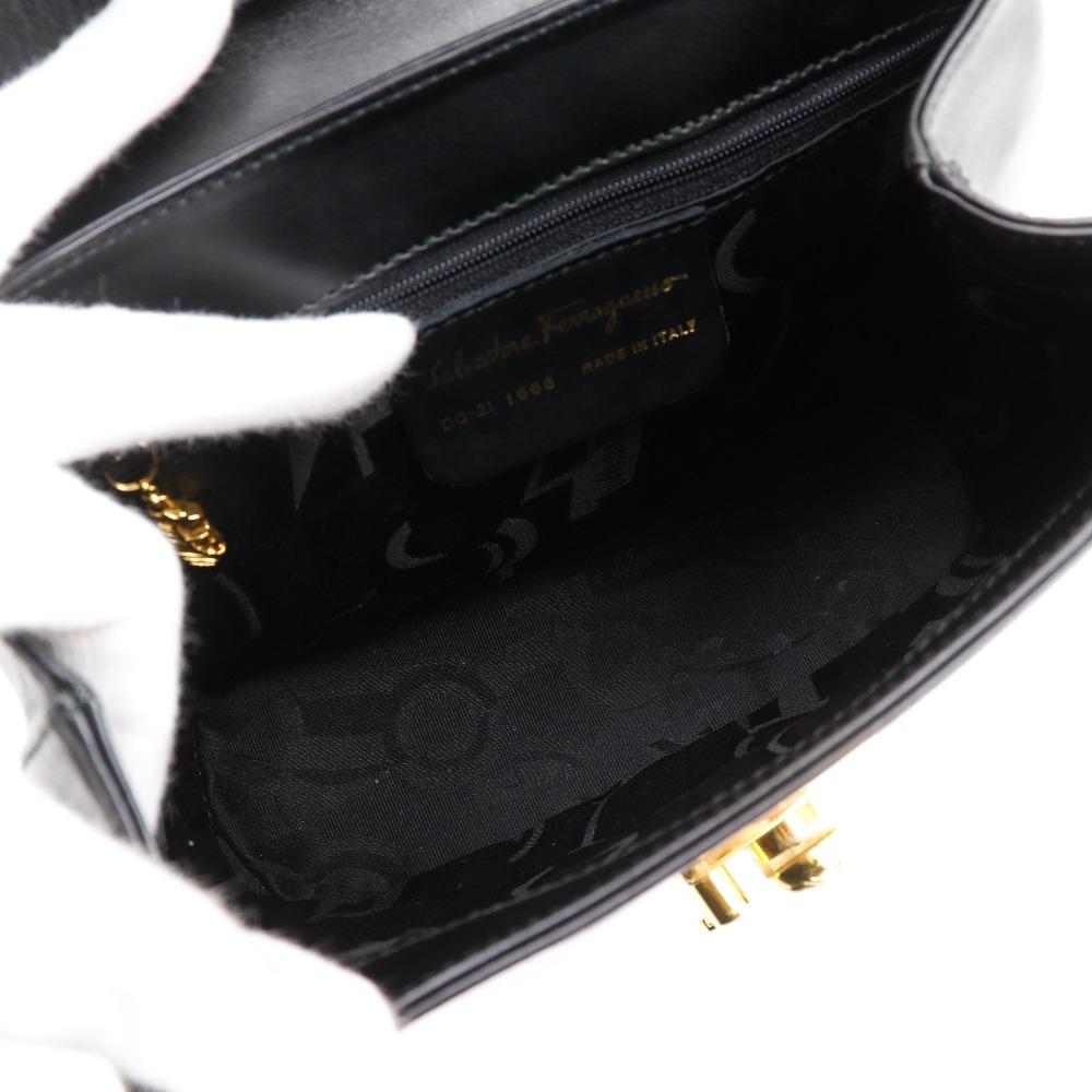 Salvatore Ferragamo 2WAYShoulder Handbag DQ-21 1668 Vintage Black Calfskin Women Used