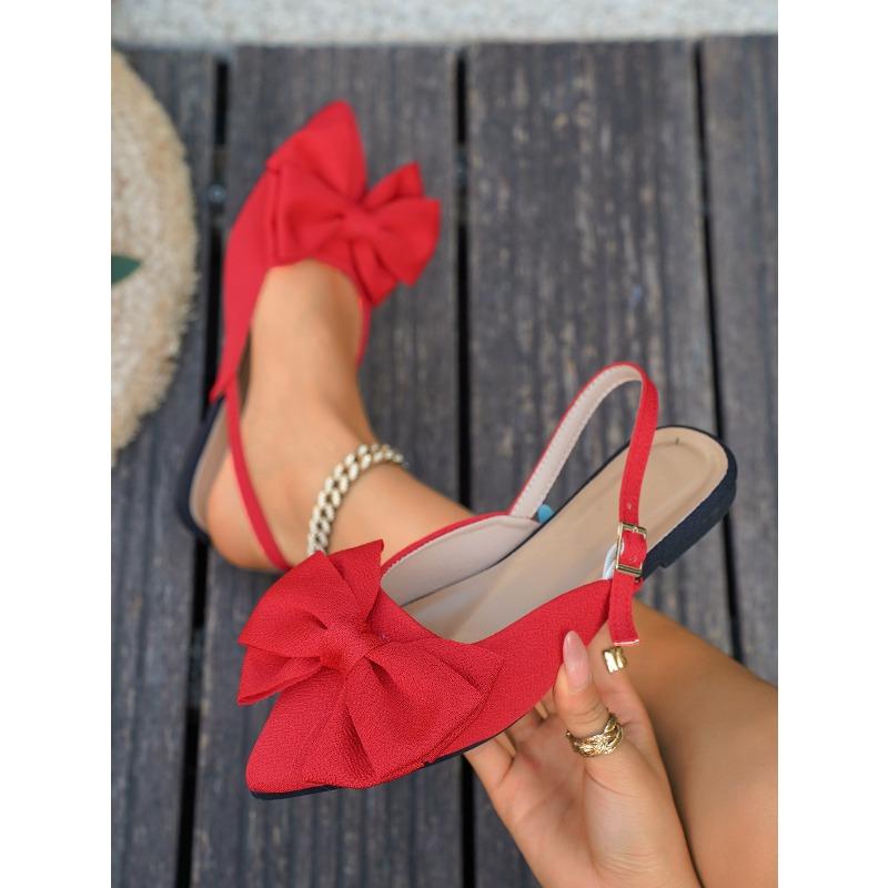 Summer Flat Bow-Tie Headband Sandals 2025 New Style Plus Size Pointed Toe Open-Back Sandals for Women