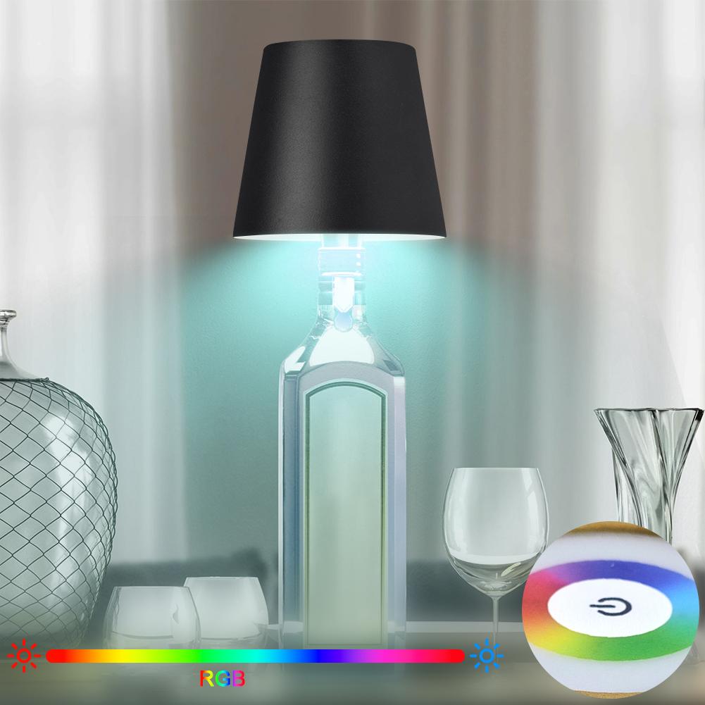 LED Table Lamp Rechargeable Warm Light & RGB Wine Bottle Light 2000mAh Wine Bottle Decorative Light for Parties Bars Restaurants