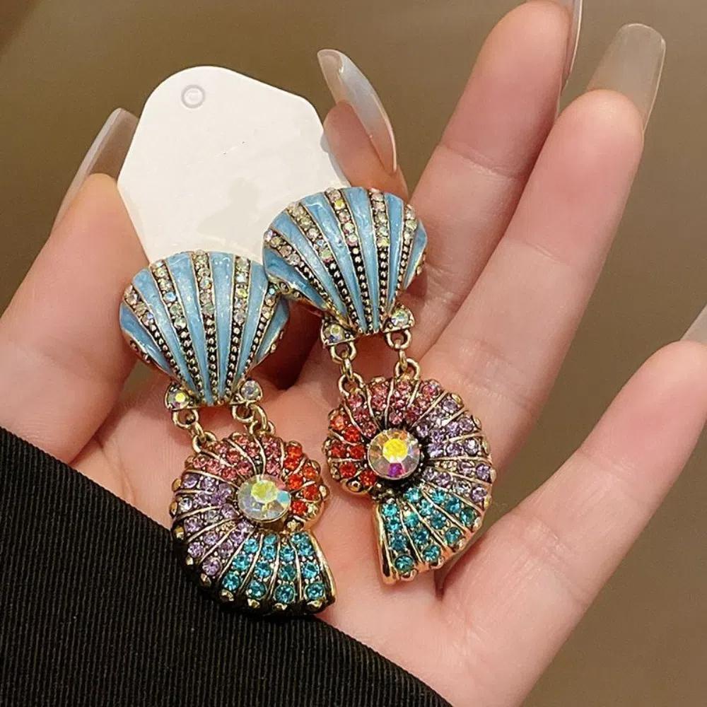 Luxury Pearl Beaded Necklace Double-layer Beach Style Jewelry Retro Crystal Conch Necklace  Party