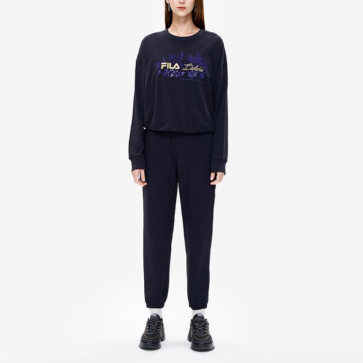 Fila Solid Color Loose Fit Tapered Woven Casual Pants Women Bottoms Legendary-Blue F11W238803F-NV