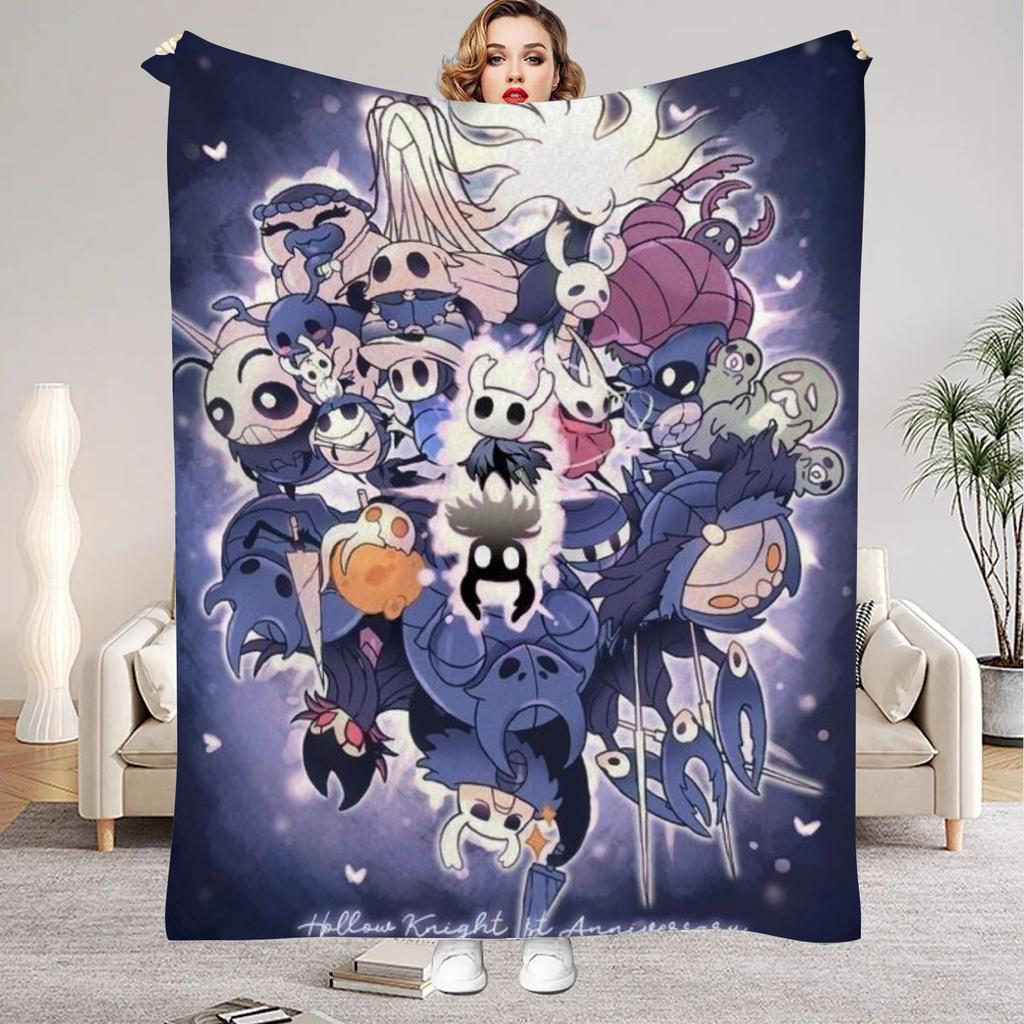 Hollow Knight Blanket Cartoon Game Printed Flannel Blanket for Home Living Room Bedroom Decor New Year Christmas Gift for Fans