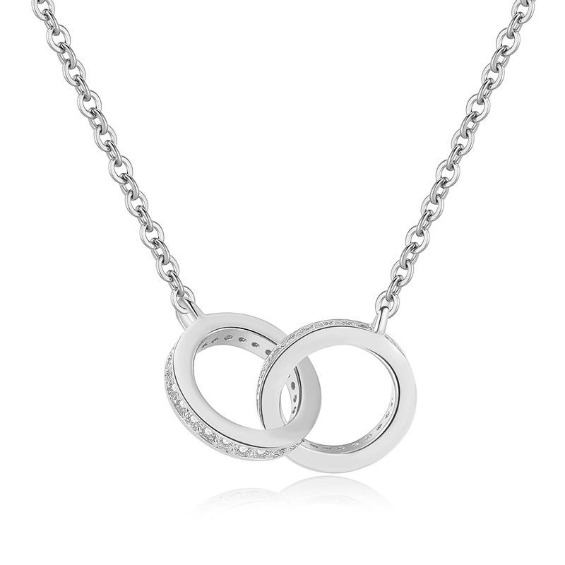 Doppelring-Doppelkreis-Halskette für Damen, modisches Temperament, Schlüsselbeinkette, Anhänger, Halskette