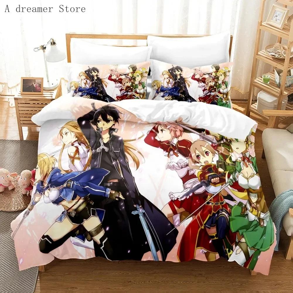 Anime Sword Art Online Comfortable Duvet Quilt Cover Pillowcase Bedding Set Children Bedroom Decoration Home Textile