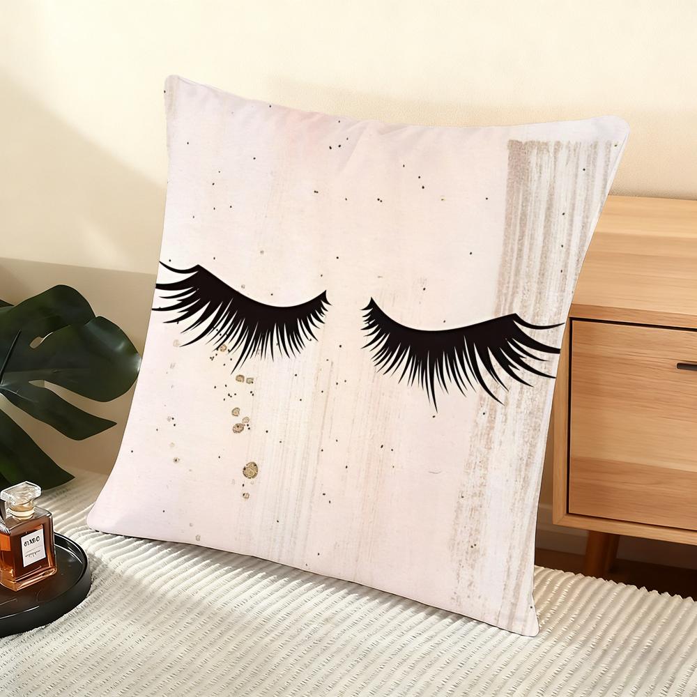 Beauty Makeup Eyelash Cushion Cover Soft Short Plush Pillow Cover Smooth Cozy Texture Aesthetic Cushion Case Home Decor