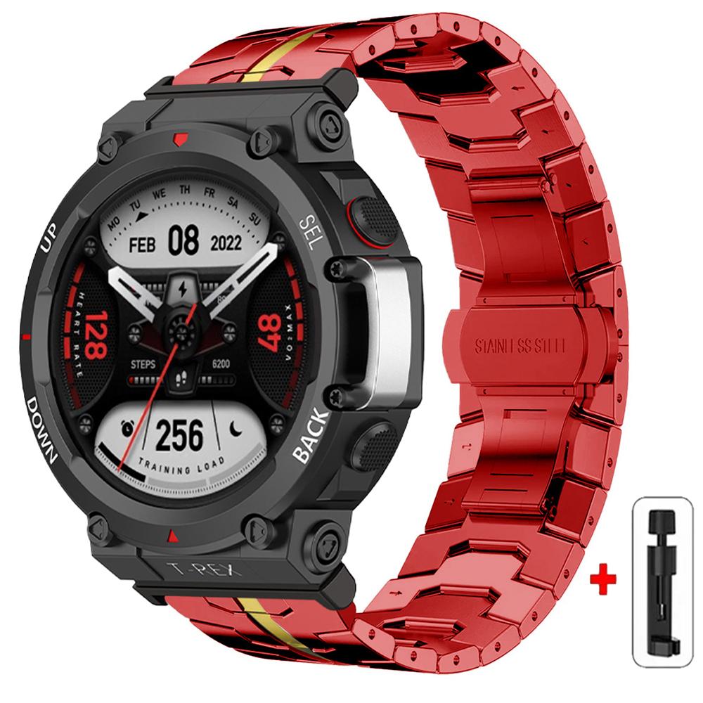 Steel Strap for Huami Amazfit T-rex 3/2 Trex Pro Metal Watch Band for Amazfit T-Rex Ultra T-Rex PRO3 48MM Butterfly Clasp Smartwatch Accessories