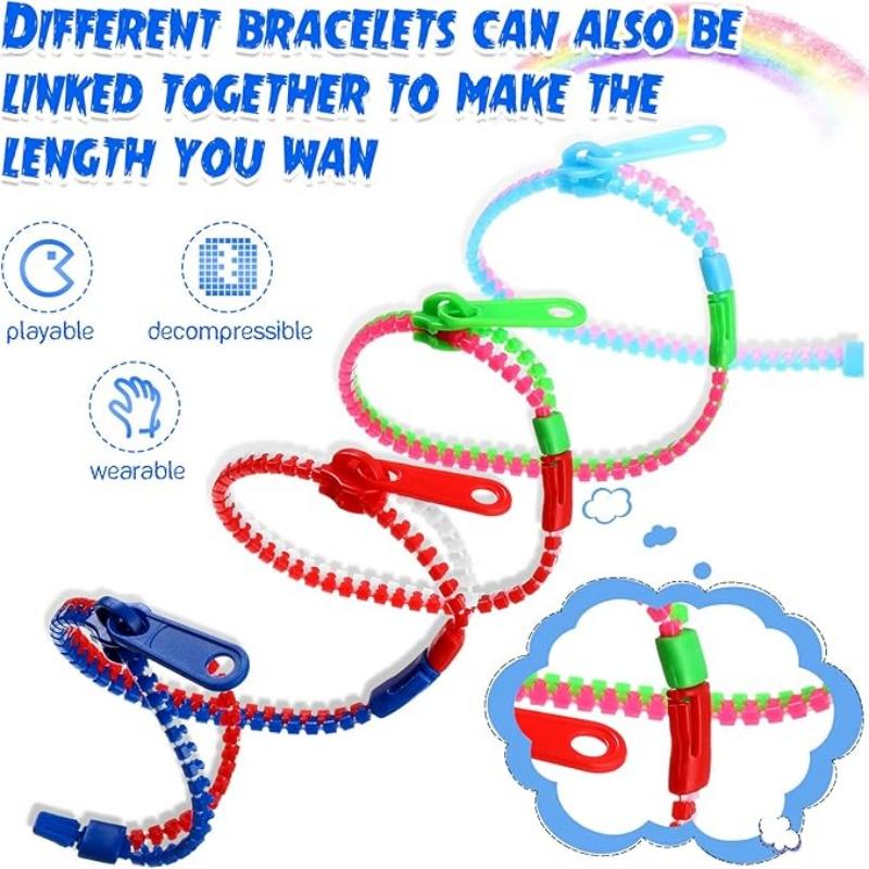 Friendship Fidget Zipper Bracelets Children Sensory Toy Fidgets Friendship Play Bracelets for Classroom Rewards Birthday