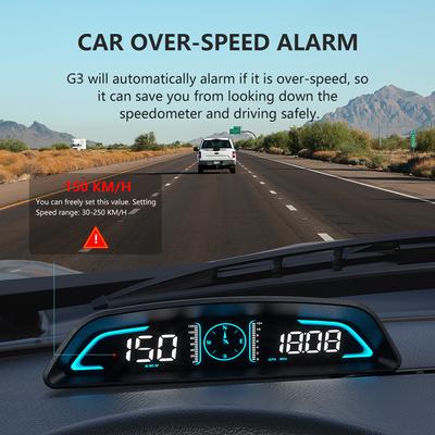 G3 GPS HUD Car Digital Speedometer Gauge Smart Head Up Display Security Over Speed Alarm Compass Clock Odometer Fit All Cars
