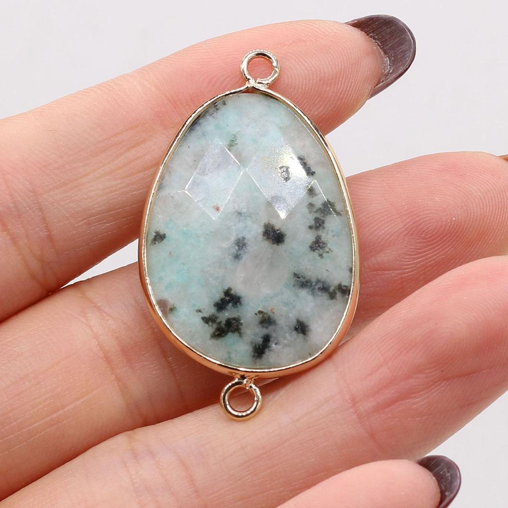 1Pc Reiki Healing Crystal Connector, Energy Natural Stone Gemstone Pendant Connectors for Jewelry Making DIY Necklace Bracelet Accessories Crafts