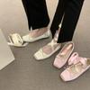Fashion New Women Bow Tie Cross Ballet Flats Shallow Female Sweet Dancing Mary Jane Square Toe Ladies Single Shoe Party Outside