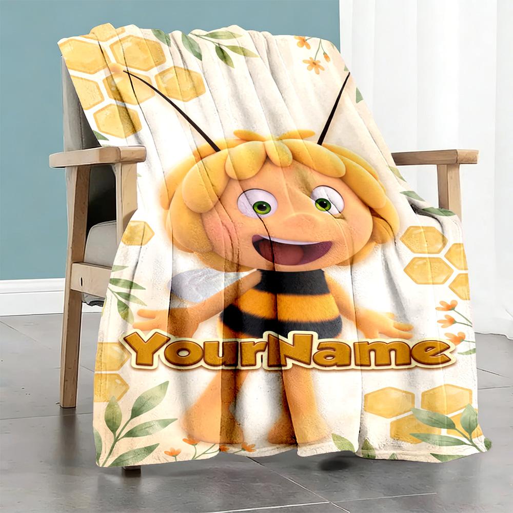 Biene Maja Customize Your Name Blanket Lightweight Personalized Blanket Comfortable Throw For Bed Nap Living Room Couch for All Occasions