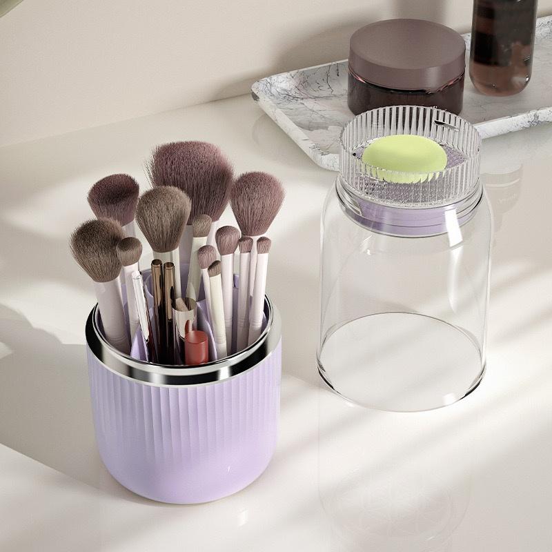 360 Rotating Makeup Brush Organizer Washable Drying Vanity Storage Box for Brushes Eyeshadow Lipstick Dustproof