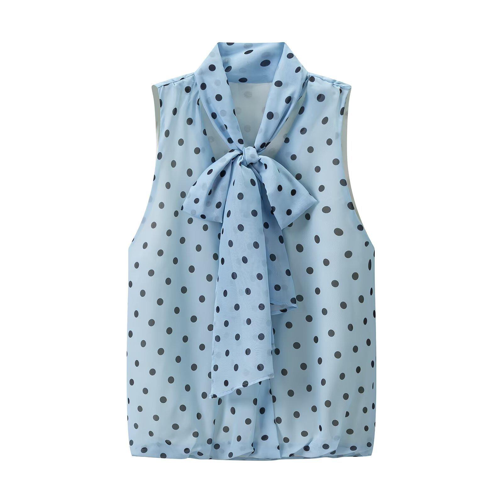 European and American style, new women s clothing, foreign style, fashionable and fashionable, polka dot top, polka dot skirt. XS