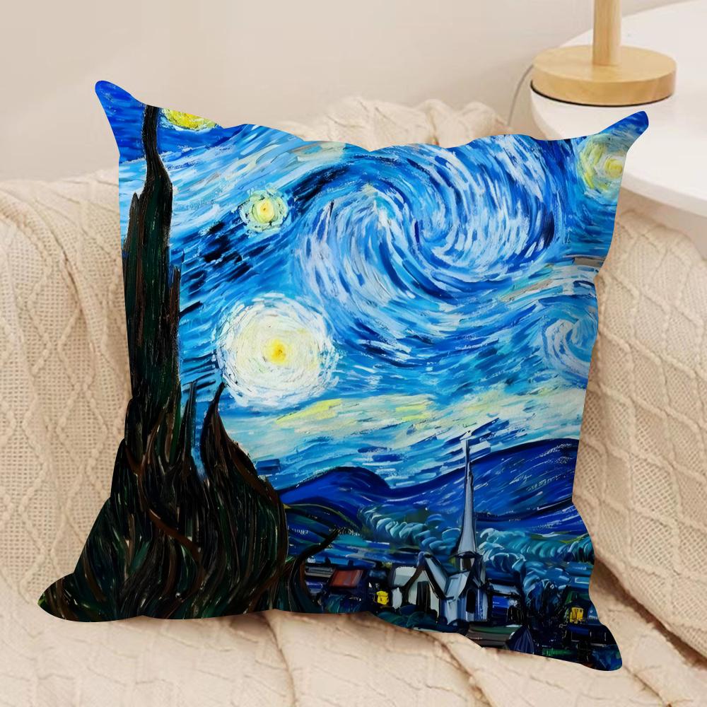 VanGogh oil paintings Cushion Cover Soft Plush Fabric DoubleSided Printed Cushion Covers for All Seasons Modern HomeDecor Gift