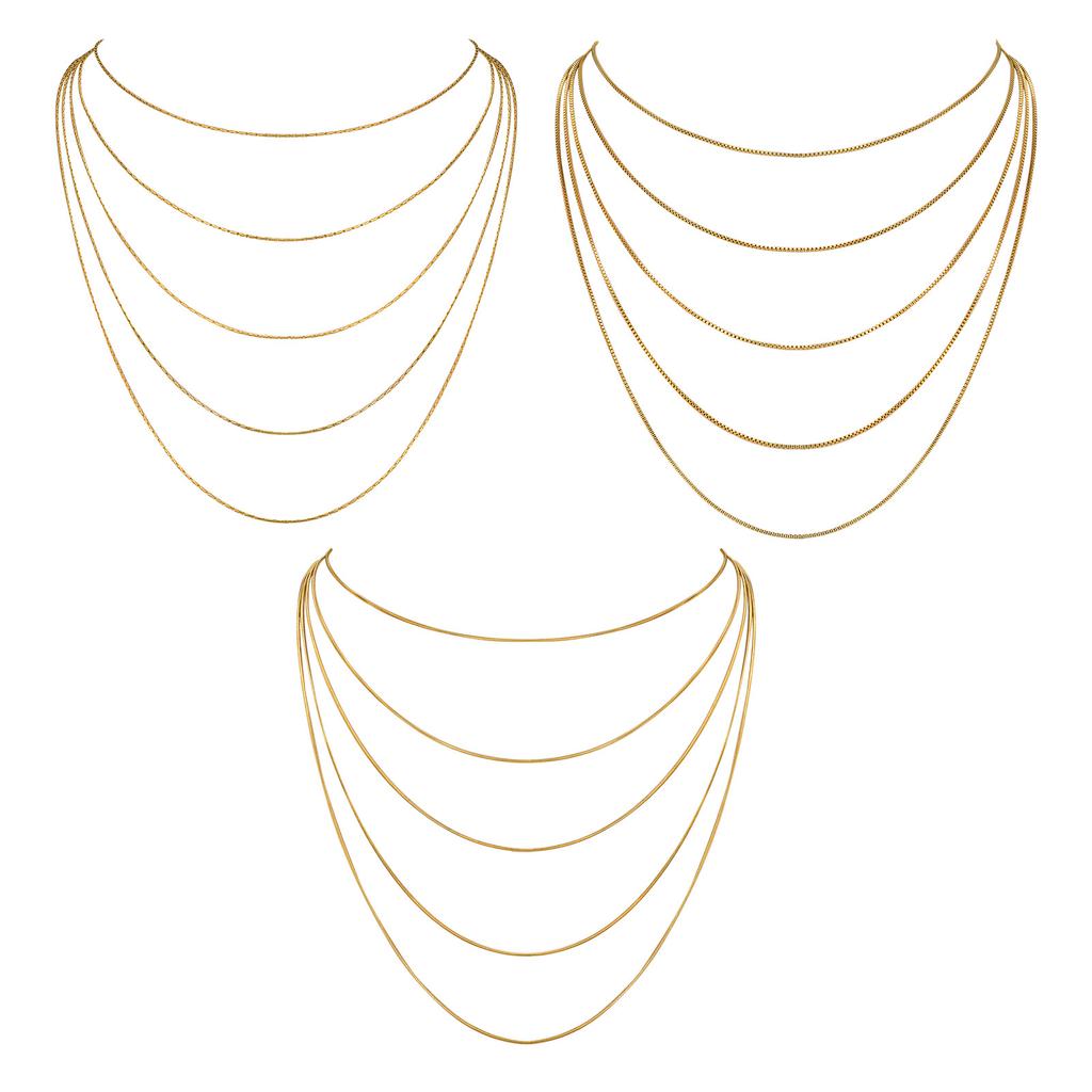 Mehrschichtige dünne Halsketten Minimalistisch für Damen Zierlich Vergoldeter Edelstahl Stapelbare Ketten Halskette Schmuck