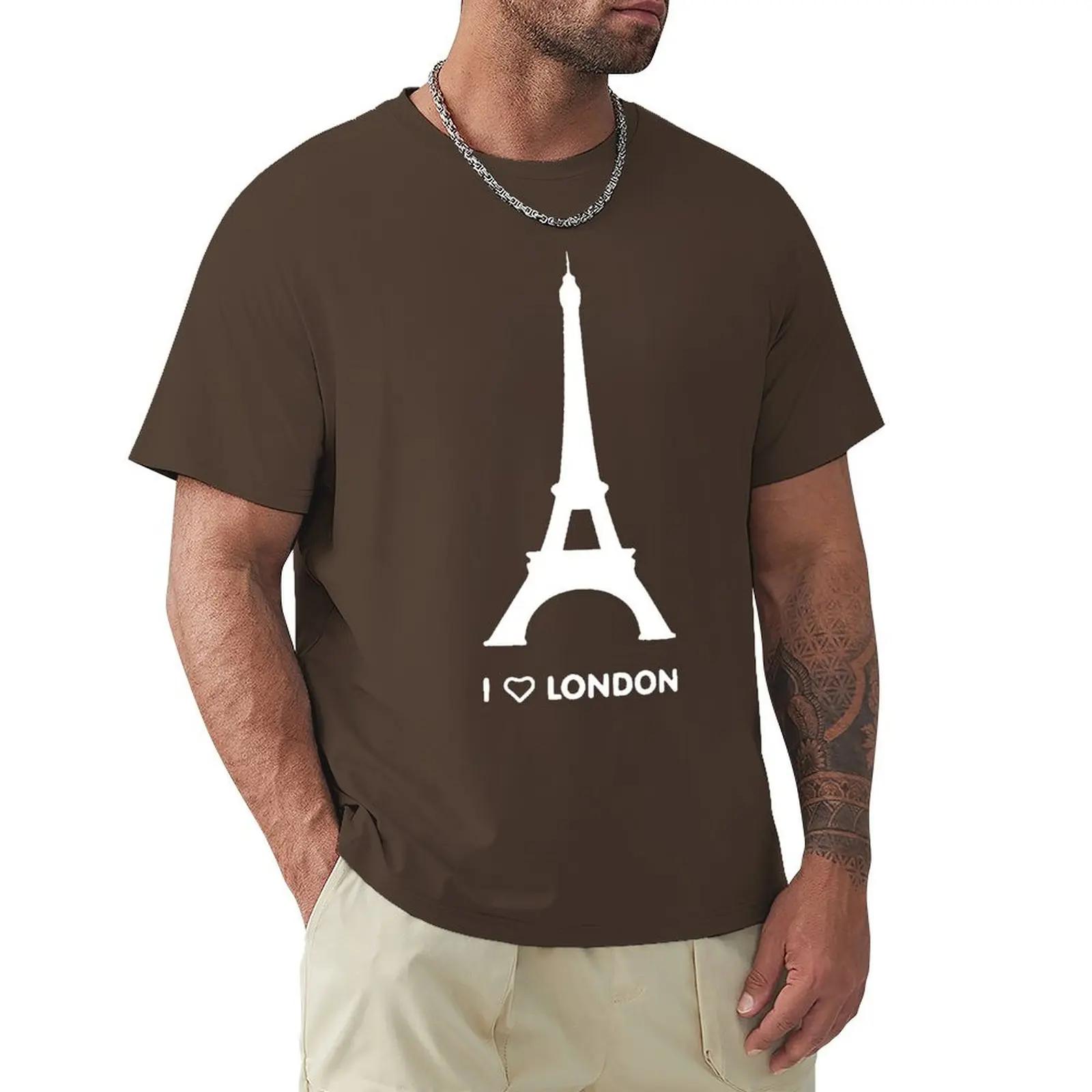

Футболка с забавным дизайном «I Love London Eiffel Tower» Футболка Harajuku с коротким рукавом Футболка с графикой из 100% хлопка 4XL