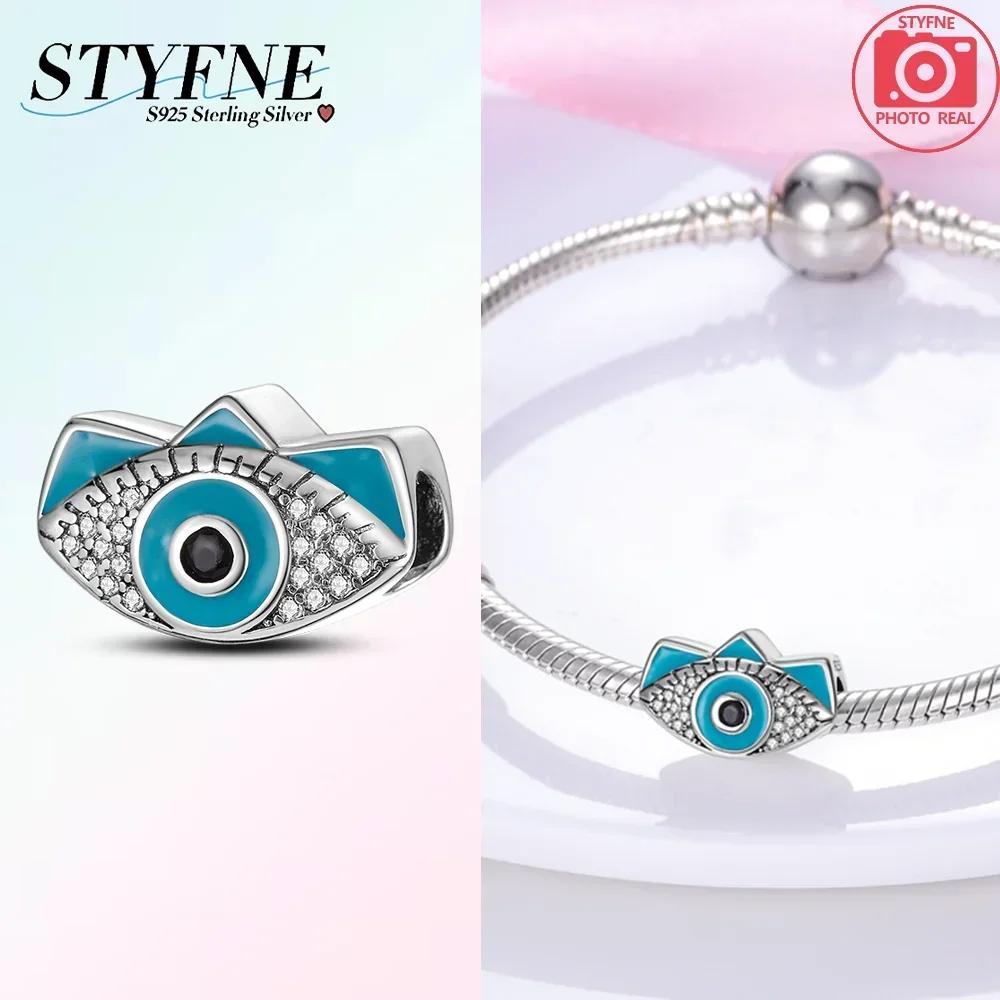Blue Charms Beads Rotating Demon Eye Palm Moon Starry Sky Copper Charm Fit Original Pendant Bracelet Women Jewelry