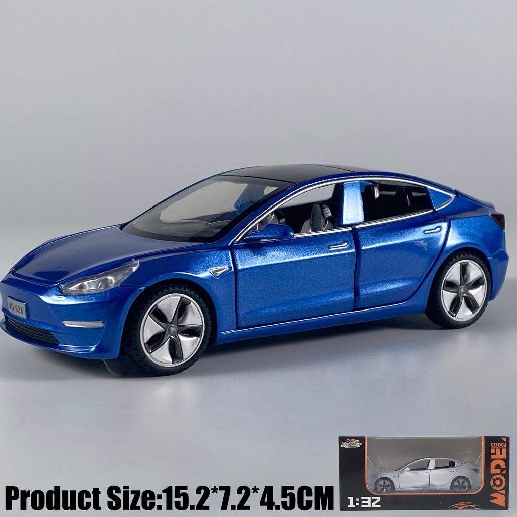 1:32 Model 3 Mid-size Luxury Sedan Alloy Metal Diecast Model Car Simulation Miniature Holiday Present & Home Trendy Ornament Toy