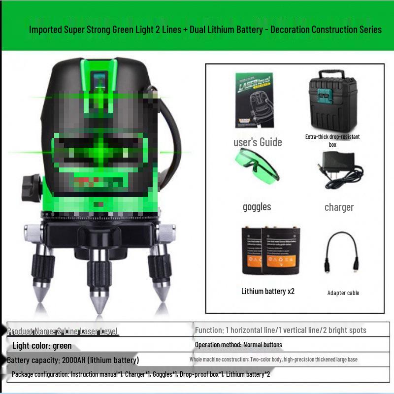 High Precision Outdoor Laser Level with Automatic 2, 3, or 5 Green/Blue Light Lines