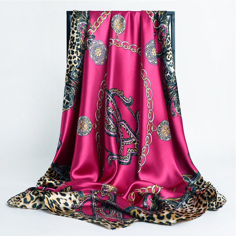 Square Silk Scarves Women 90*90Cm Satin Hijab Scarf Muslim Female Chiffon Shawls And Wrap Hair Head Scarves Pareo Bandanna