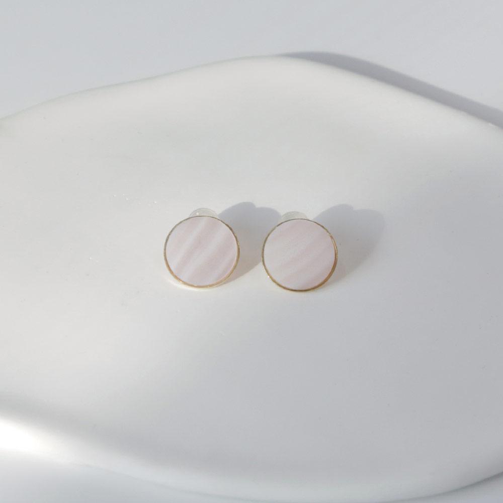 Dieuamour 14K Circle Gemstone Earrings (L) 5 Colors